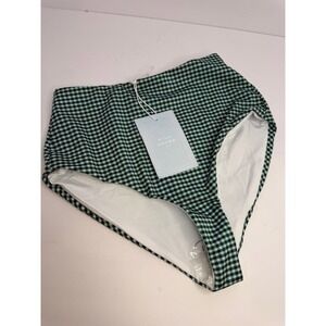 Hill House Home Lola Swim Bottom Emerald Gingham High Waisted Bikini XS New
